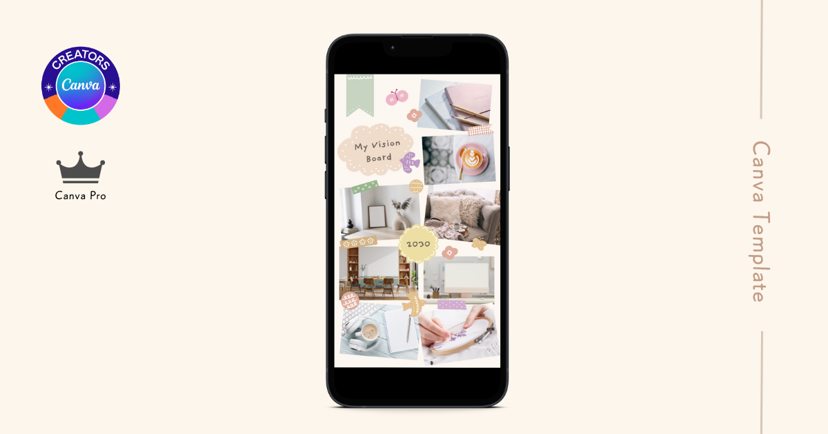 Canvaビジョンボードテンプレート③（スマホ壁紙）